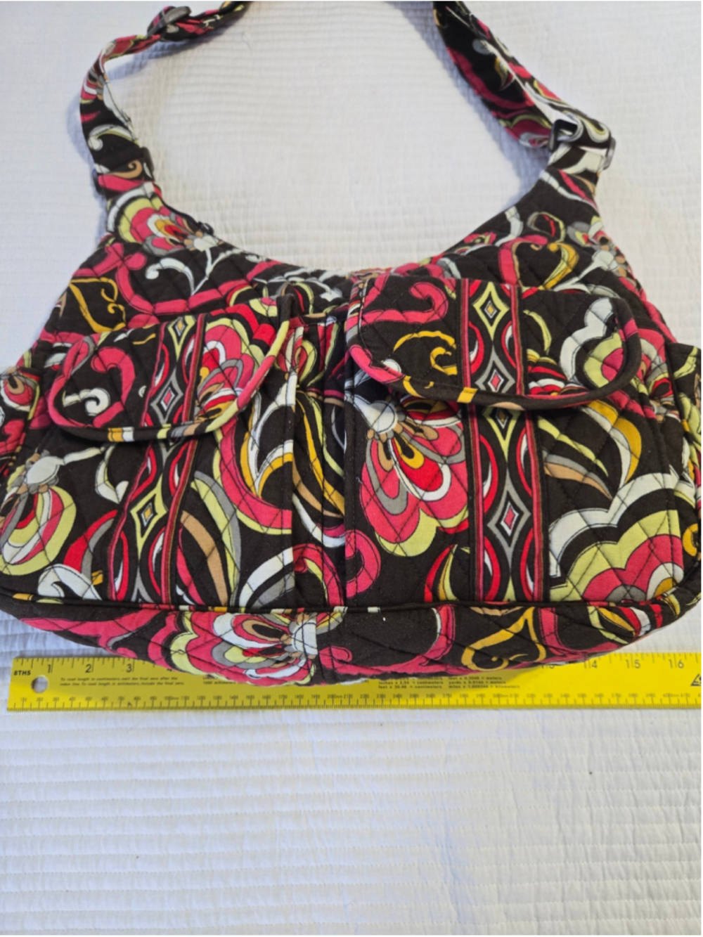 Women's Vera Bradley Large Shoulder Bag Floral Quilted Retired Puccini Swirl - Picture 3 of 8